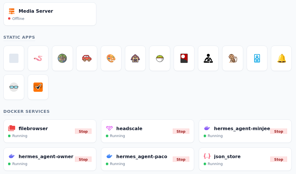 RaspiHub - services dashboard